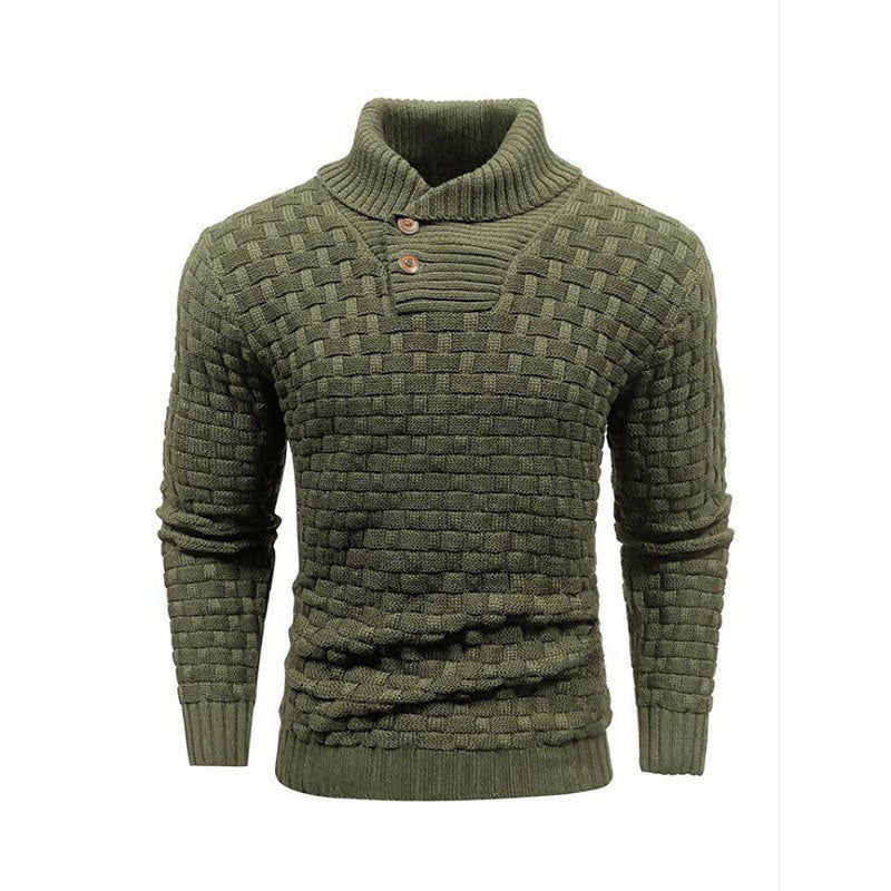 Maglione Luxe Uomo con Struttura a Rilievo - Pullover con Collo Alto