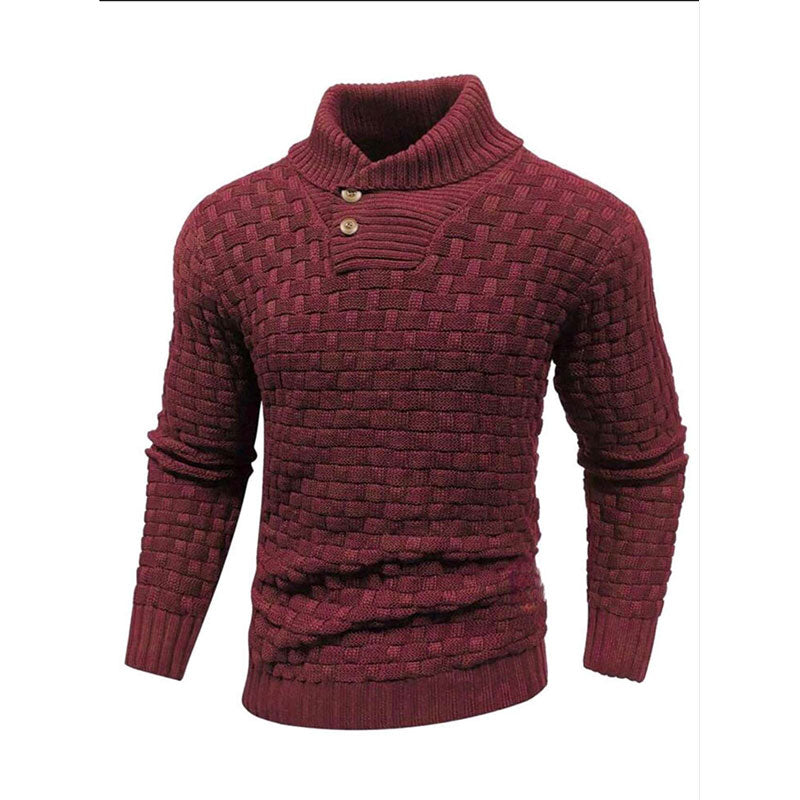 Maglione Luxe Uomo con Struttura a Rilievo - Pullover con Collo Alto