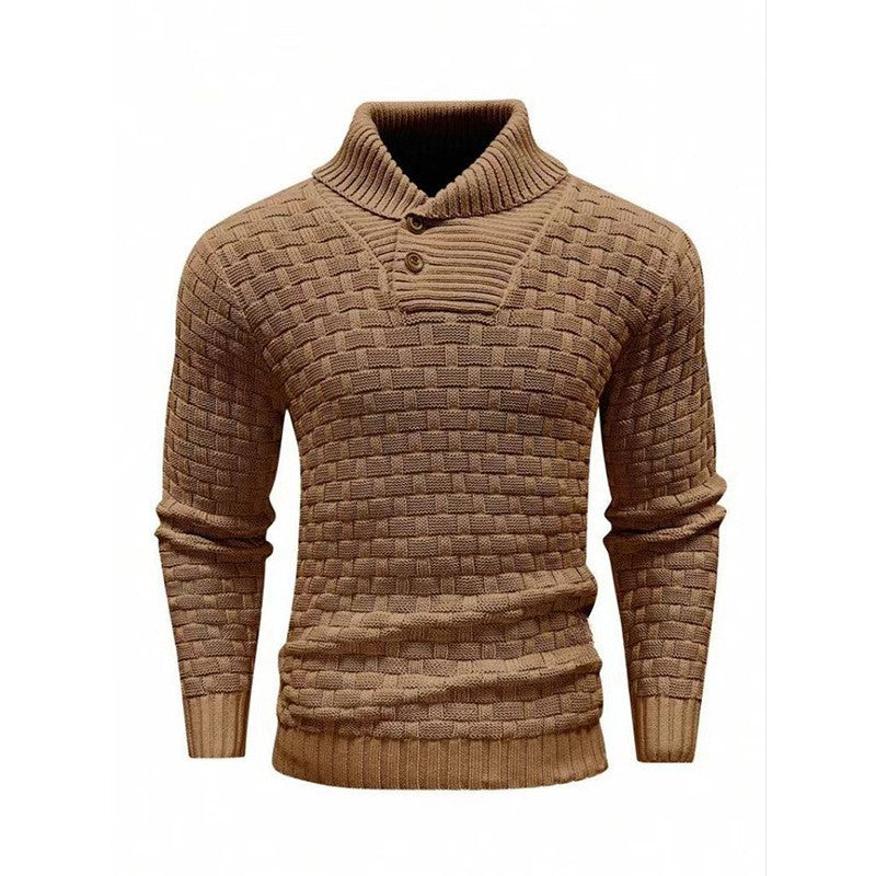 Maglione Luxe Uomo con Struttura a Rilievo - Pullover con Collo Alto