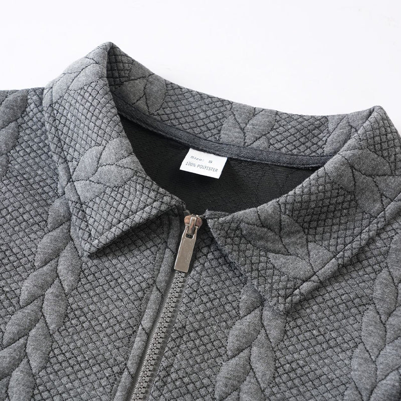 Maglione Classico da Uomo con Mezza Zip - Maglione a Maglia con Motivo a Treccia