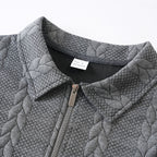 Maglione Classico da Uomo con Mezza Zip - Maglione a Maglia con Motivo a Treccia