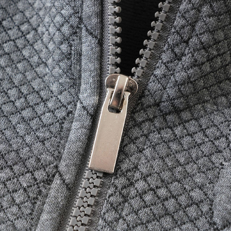 Maglione Classico da Uomo con Mezza Zip - Maglione a Maglia con Motivo a Treccia