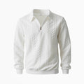Maglione Classico da Uomo con Mezza Zip - Maglione a Maglia con Motivo a Treccia