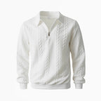 Maglione Classico da Uomo con Mezza Zip - Maglione a Maglia con Motivo a Treccia