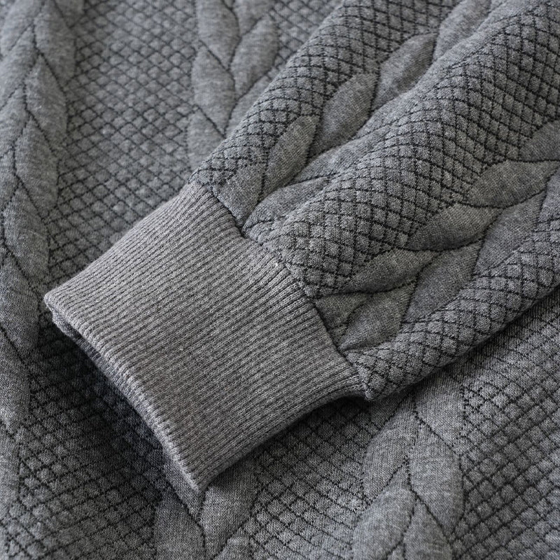 Maglione Classico da Uomo con Mezza Zip - Maglione a Maglia con Motivo a Treccia