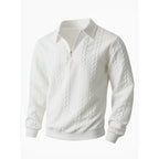 Maglione Classico da Uomo con Mezza Zip - Maglione a Maglia con Motivo a Treccia