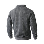 Maglione Classico da Uomo con Mezza Zip - Maglione a Maglia con Motivo a Treccia