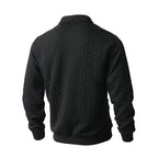 Maglione Classico da Uomo con Mezza Zip - Maglione a Maglia con Motivo a Treccia