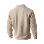 Maglione Classico da Uomo con Mezza Zip - Maglione a Maglia con Motivo a Treccia